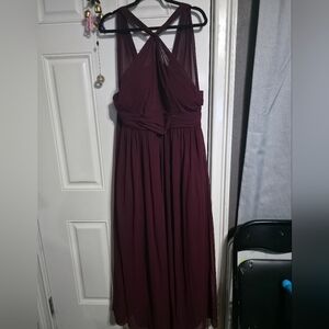 Bill Levkoff Burgundy Crisscross Gown